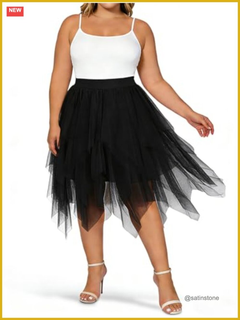 Plus Size Tulle Midi Skirt Layered A-Line High Waisted Fairy Tutu